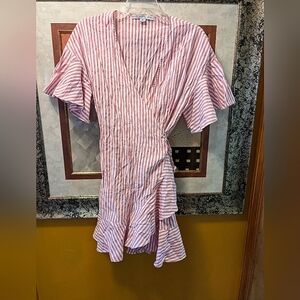 HYFVE Pink and White Striped Wrap Dress